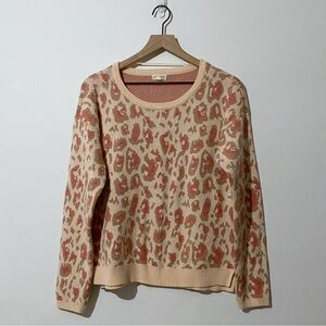 Maison Jules Beige Coral Leopard Pullover Sweater